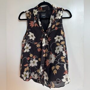 Anthropologie Black Floral Sleeveless Blouse